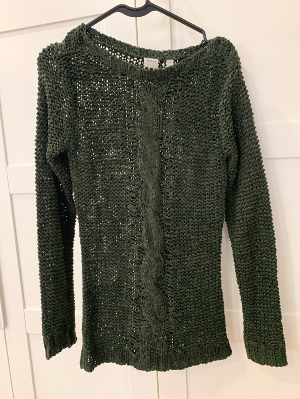 Esprit Olive Green Open-Knit Cable-Front Sweater